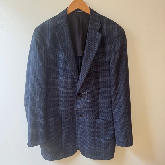 Men's Emporio Armani Wool Check Two Button Blazer - Picture 1 of 12